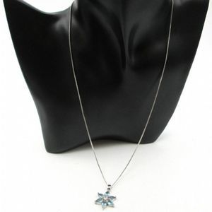 Sterling Silver Necklace w/ Blue Flower Pendant